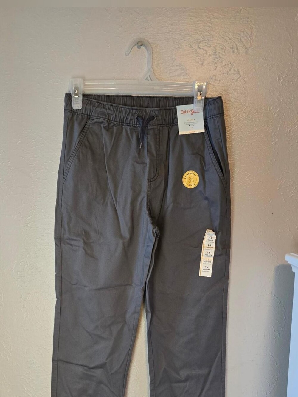 Cat & Jack Charcoal Drawstring Casual Pants - Dark Gray